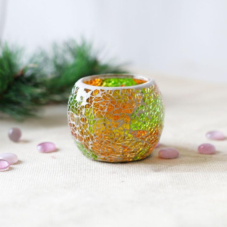 Mosaic Glass Candle Holder Tea Light Holder for Wedding Home Pub Decor