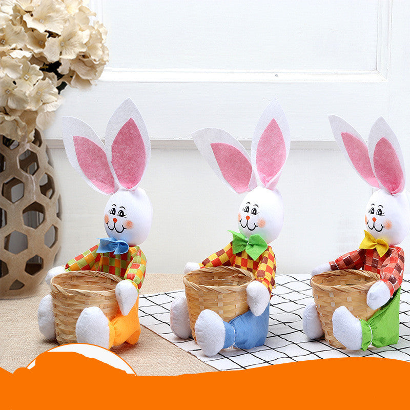 Cute Bunny Basket Easter Eggs Candy Gift Box Storage Rabbit Bag Party Decoration Home Decoration Accessories Easter Decor