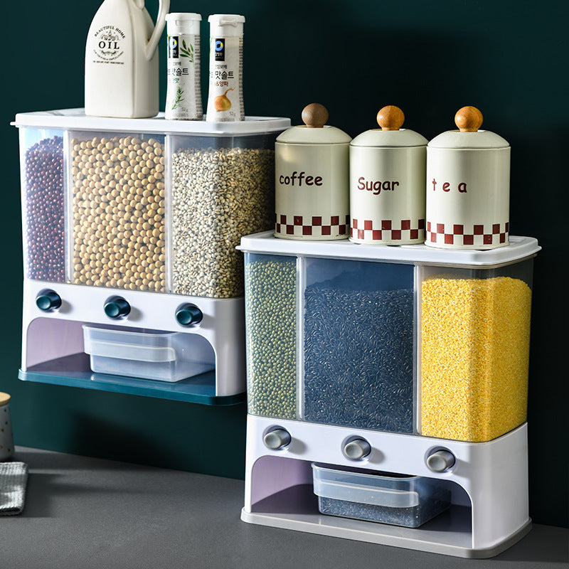 Food Storage Box Plastic Clear Container Wall-mounted Grain Storage Bo ...