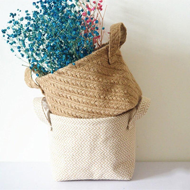 Woven Jute Cloth Toy Storage Laundry Basket