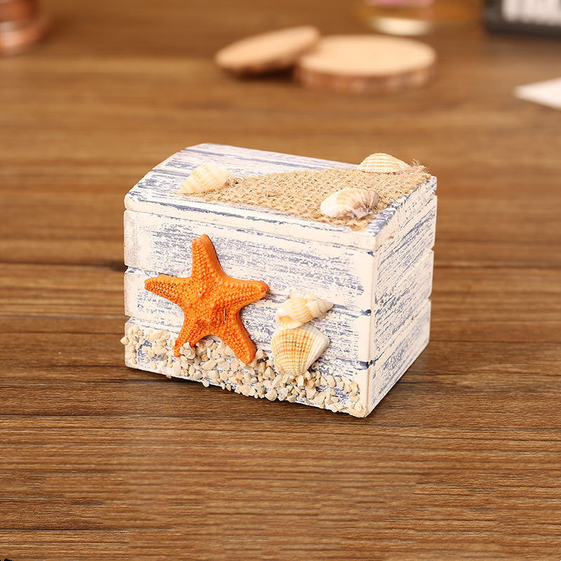 Mediterranean Small Wooden Box European-Style Jewelry Storage Box Wooden Box