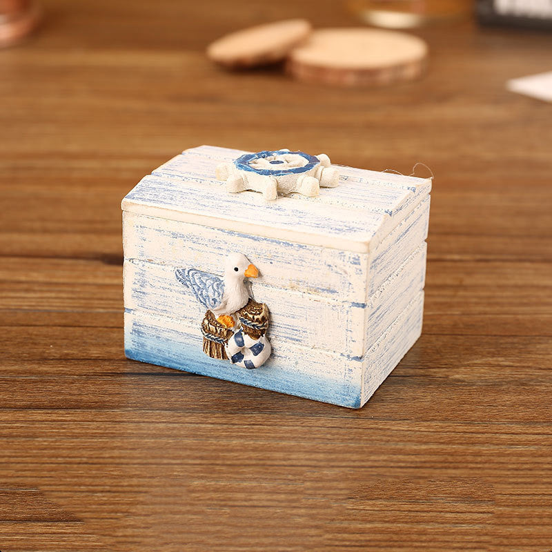 Mediterranean Small Wooden Box European-Style Jewelry Storage Box Wooden Box