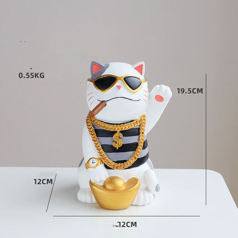 Lucky Cat Resin Animal Sculpture Decoration Storage Tank Feng Shui Modern Living Room Decoration Accessories Gifts Home Decor