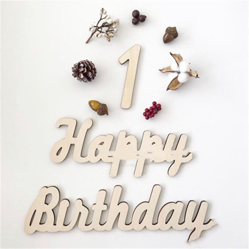 Wooden Wooden Sign Wall Sticker Birthday Alphanumeric Photo Props