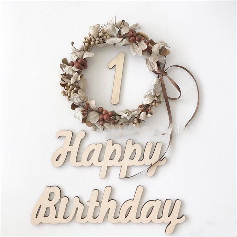 Wooden Wooden Sign Wall Sticker Birthday Alphanumeric Photo Props