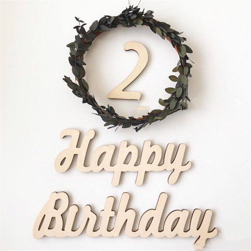 Wooden Wooden Sign Wall Sticker Birthday Alphanumeric Photo Props