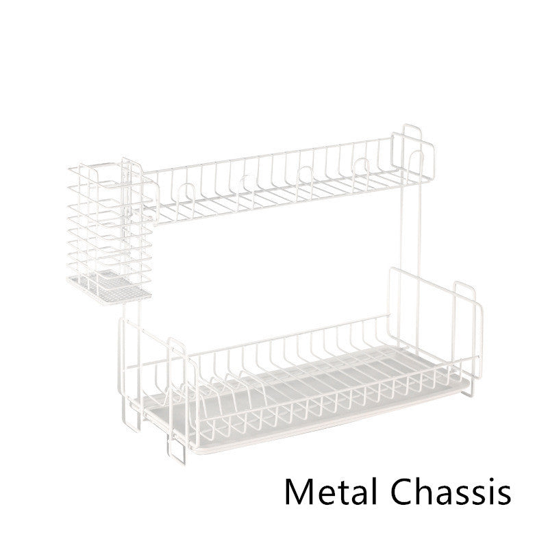 Multi-function kitchen storage rack double tableware dish drain rack iron storage rack