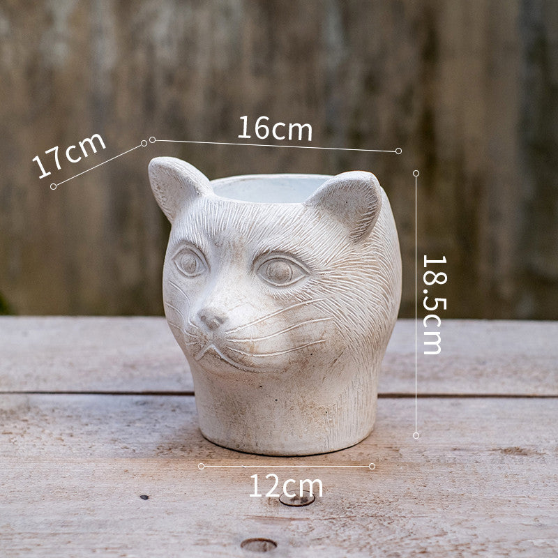 Animal Head Cartoon Flower Pot Succulent Cement Flower Balcony Garden Decoration