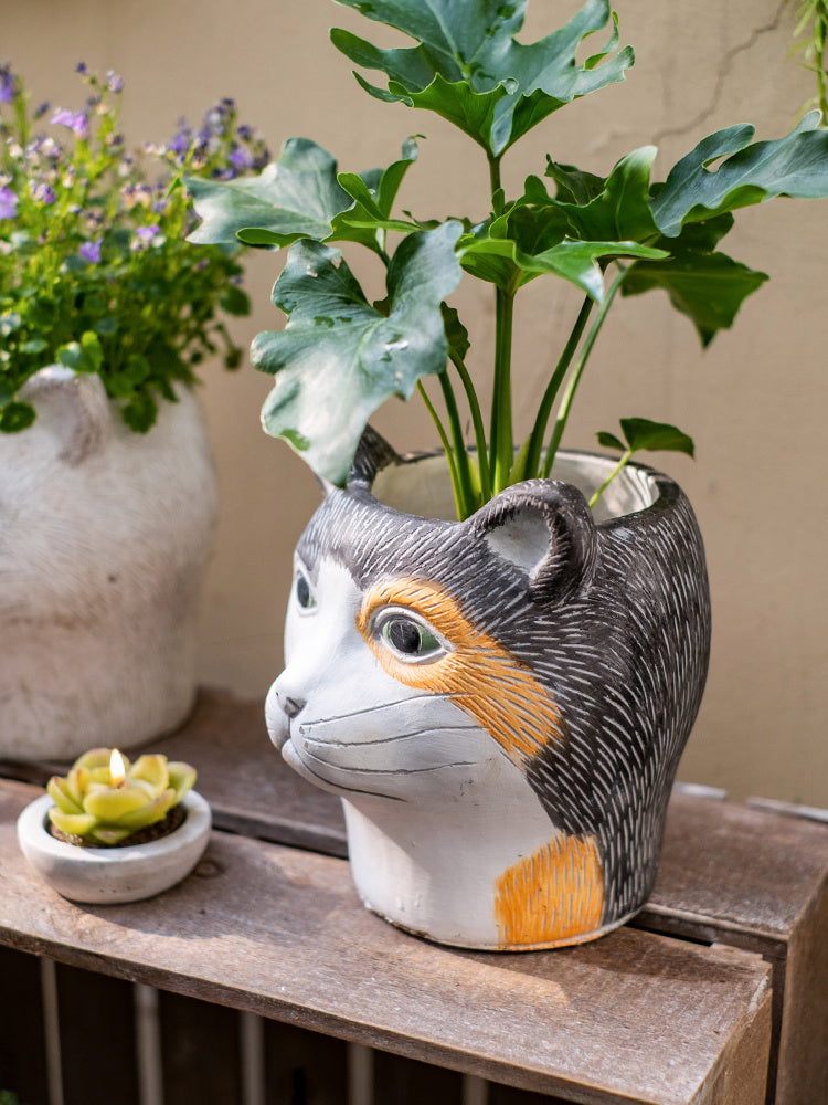 Animal Head Cartoon Flower Pot Succulent Cement Flower Balcony Garden Decoration