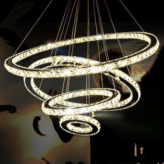 Stainless Steel Ring Simple Crystal Chandelier