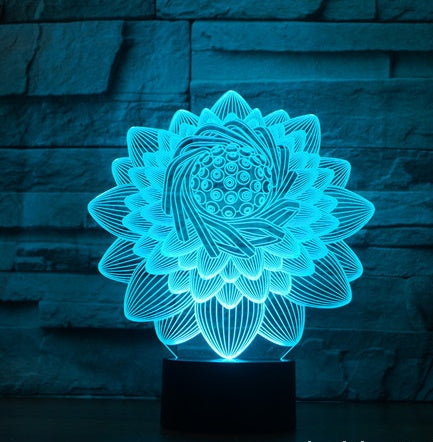 Foreign Trade New Lotus 2 3D Light Colorful Touch Charging Led Visual Light Gift Atmosphere 3591