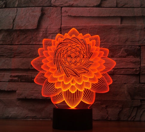 Foreign Trade New Lotus 2 3D Light Colorful Touch Charging Led Visual Light Gift Atmosphere 3591