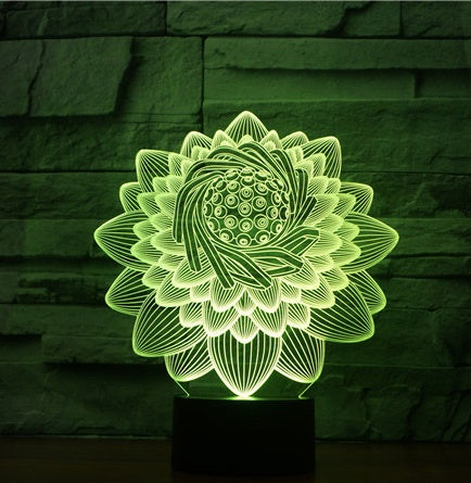 Foreign Trade New Lotus 2 3D Light Colorful Touch Charging Led Visual Light Gift Atmosphere 3591