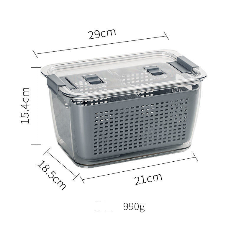 Fresh-keeping Box Large-capacity Separated Storage Box Fruit And Vegetable Cleaning Double-layer Drain Basket