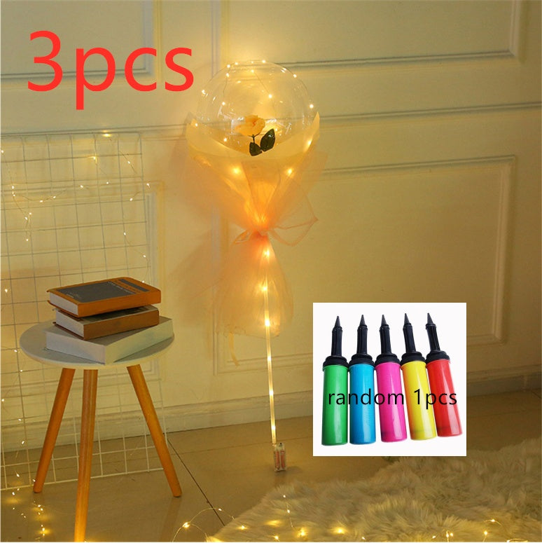 LED Luminous Balloon Rose Bouquet Transparent Bobo Ball Rose