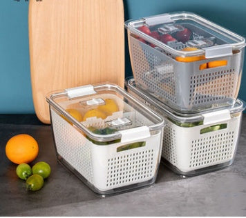 Fresh-keeping Box Large-capacity Separated Storage Box Fruit And Vegetable Cleaning Double-layer Drain Basket