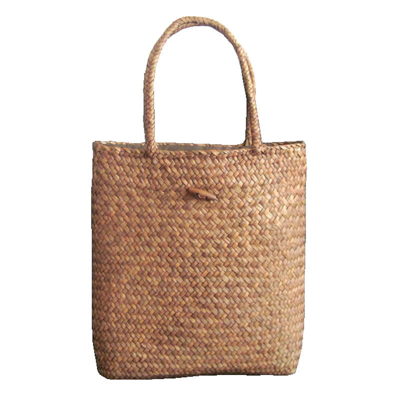 Japan And South Korea Wind Seaweed Woven Bag Hanging Flower Basket Mori Female Portable Straw Woven Shoulder Bag Travel Beach Bag Foreign Trade Wholesale