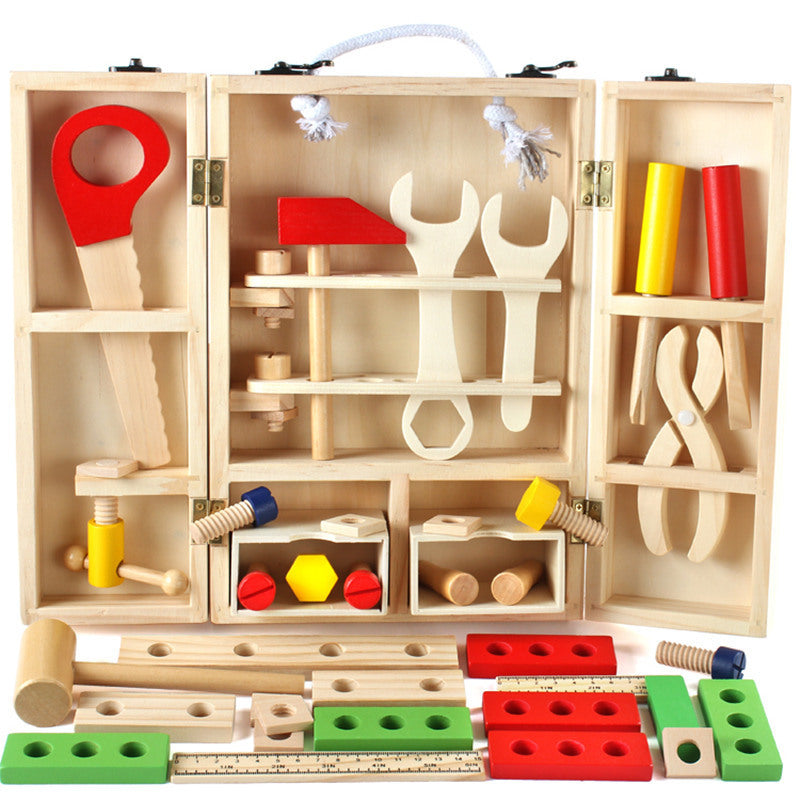 Children's Maintenance And Management Of Wooden Toolbox Toys Simulation Disassembly And Assembly Multi-purpose Woodworking