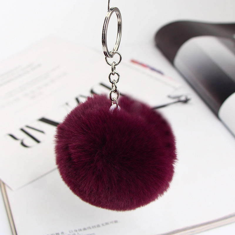 20 Colors Fluffy Fur Pom Pom Keychain Soft Faux Fur-like Ball Car Keyring Key Holder Women Bag Pendant Jewelry