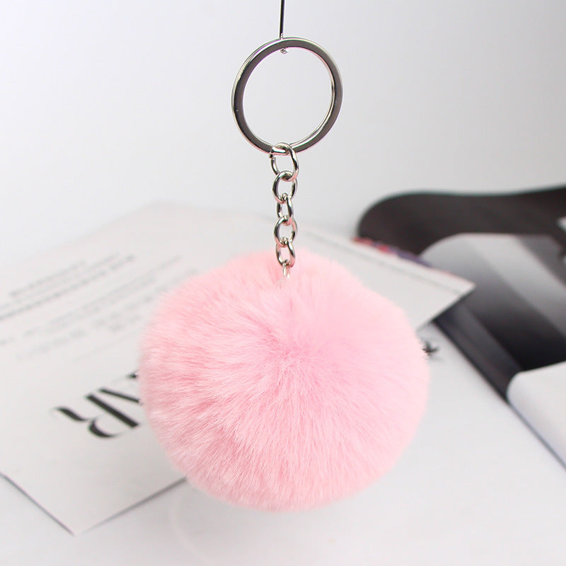 20 Colors Fluffy Fur Pom Pom Keychain Soft Faux Fur-like Ball Car Keyring Key Holder Women Bag Pendant Jewelry