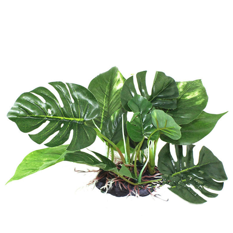 Reptile Box Simulation Plant Aquatic Plants Simulation Ornaments Fish Tank Landscaping Ornamental Plants Monstera In Water Soluble Leaves