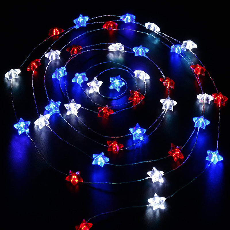 Holiday decoration three-color star shaped light string