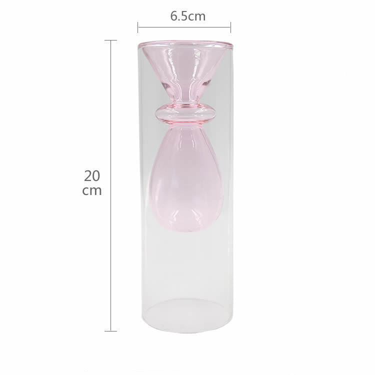 Double glass transparent vase