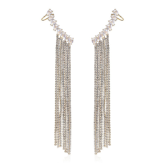 Zircon Earrings Exaggerated Tassel Earrings