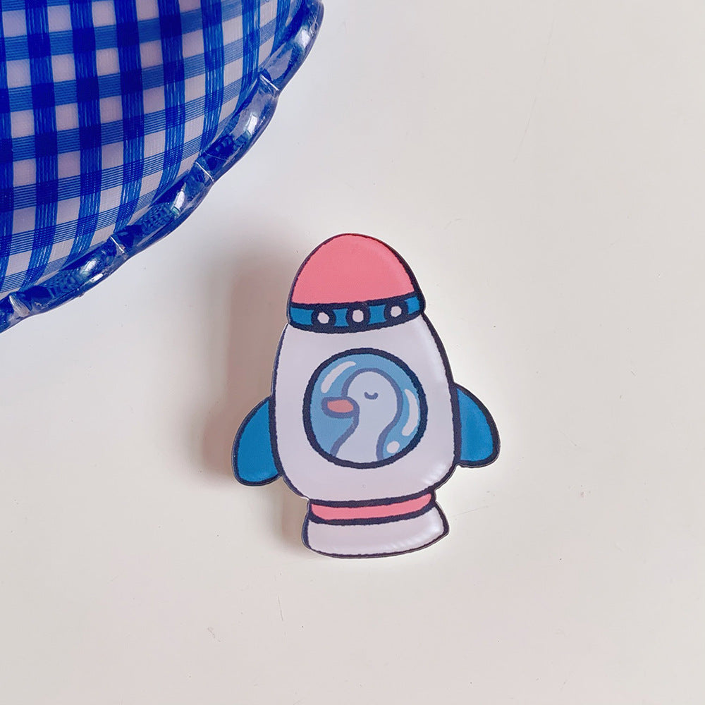 Creative Cartoon Acrylic Brooch Girl Accessories Clothes Bag Pendant