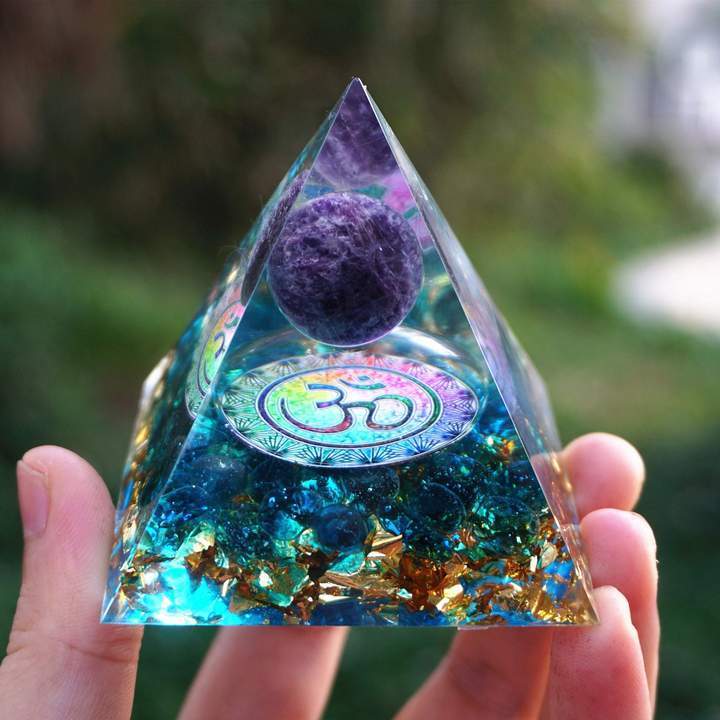 Natural Tiger Eye Orgonite Pyramid Healing Crystals Centerpiece Energy Generator Reiki Chakra Multiplier Orgone Amethyst Meditation