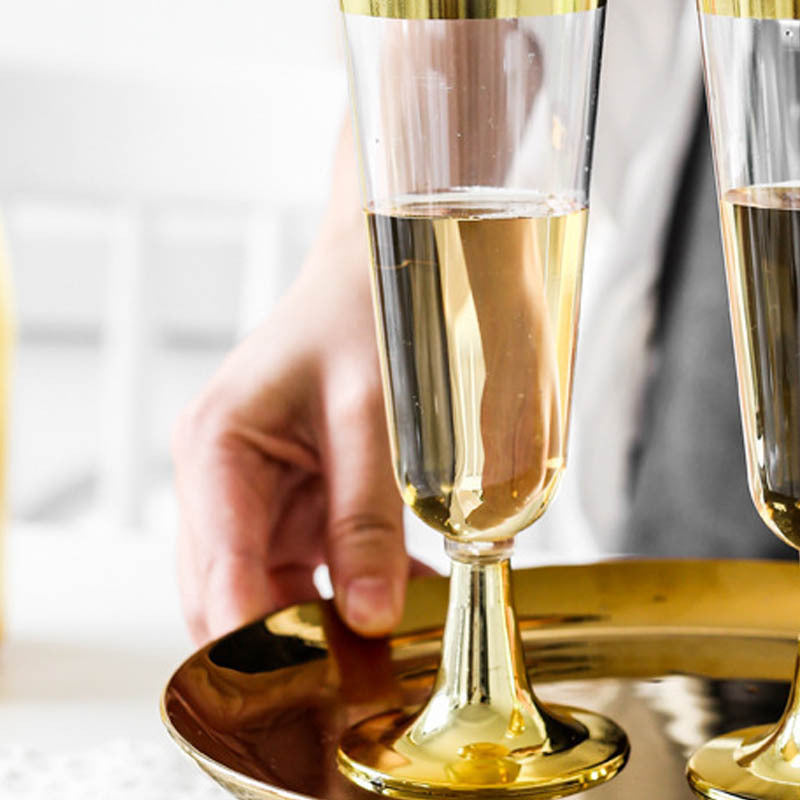 Disposable Hot Stamping Plastic Rim Champagne Glass