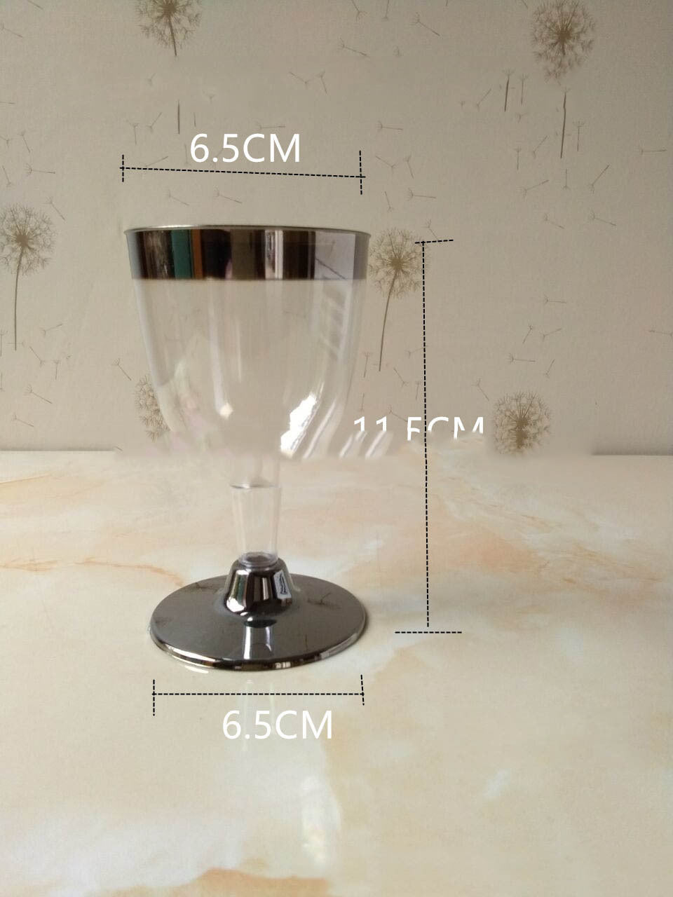 Disposable Hot Stamping Plastic Rim Champagne Glass