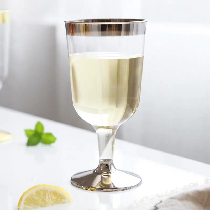 Disposable Hot Stamping Plastic Rim Champagne Glass