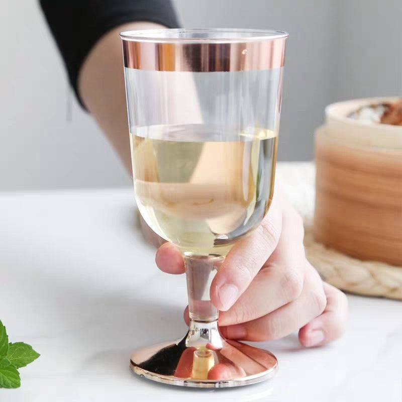 Disposable Hot Stamping Plastic Rim Champagne Glass