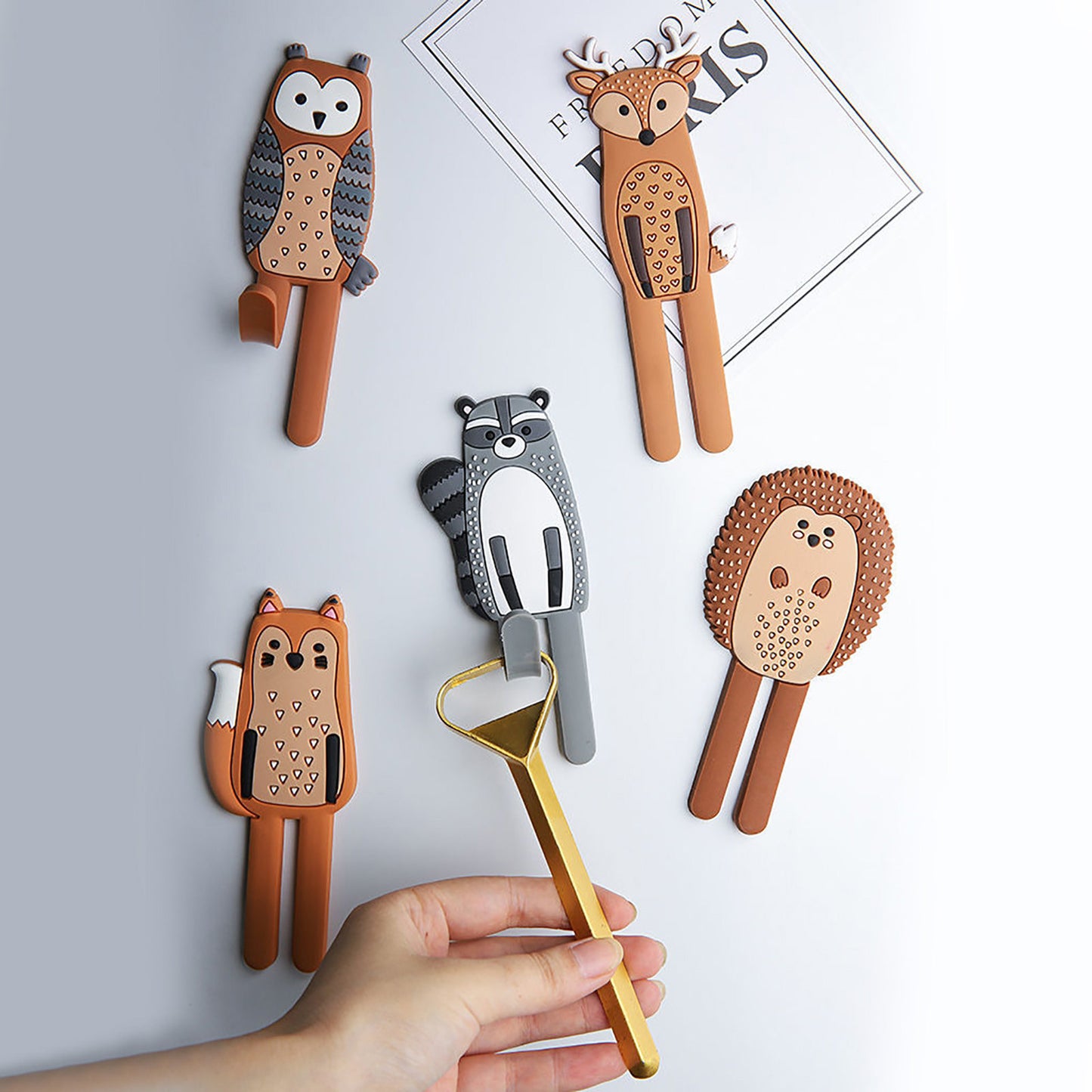 Fridge Magnets Non-marking Magnetic Sticker Hook Refrigerator Sticker Animal Cartoon Cute Fridge Magnet Hook Up Home Decor