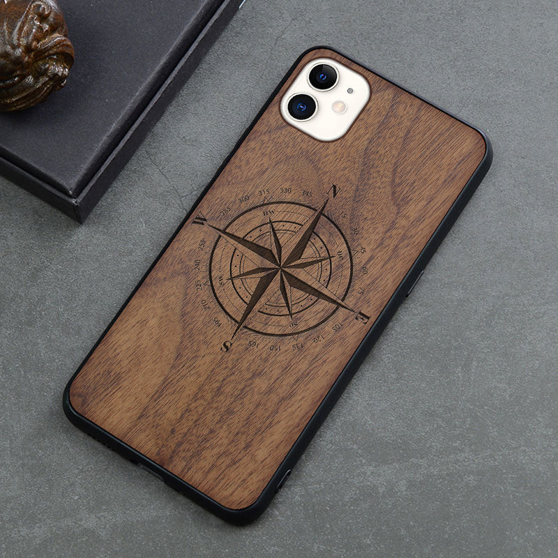 New Product Max Wooden Mobile Phone Case Retro Apple 12mini Anti-fall Protective Cover Creative Application