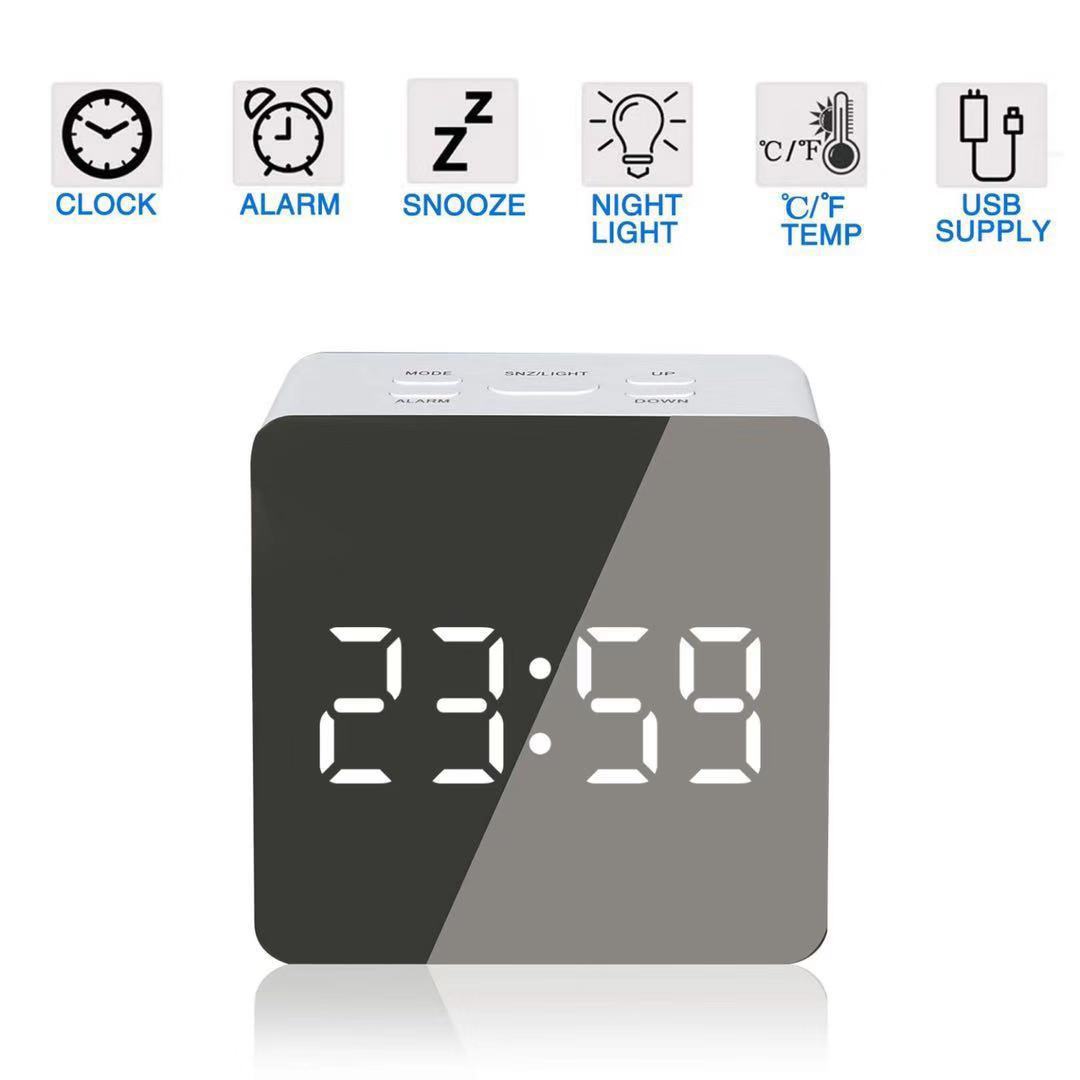 Alarm Clock Clock Makeup Mirror Clock Battery Plug-in Dual-purpose Mirror Alarm Clock