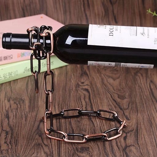 Suspended Wrought Iron Chain Red Wine Shelf Wine Bottle Decoration European Style