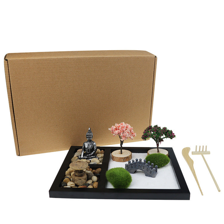 Zen Garden Sand Table Home Decoration Resin Simple Miniature Buddha Crafts