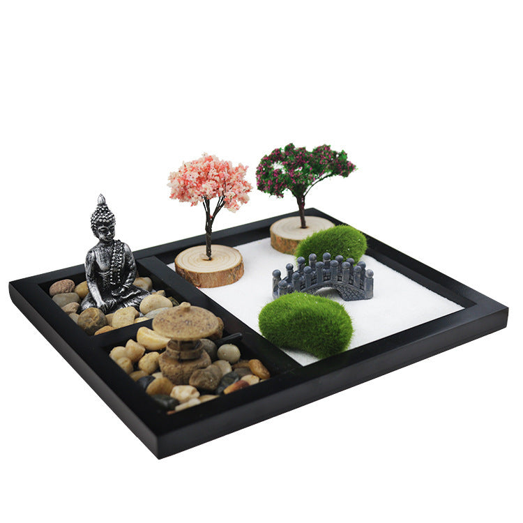 Zen Garden Sand Table Home Decoration Resin Simple Miniature Buddha Crafts