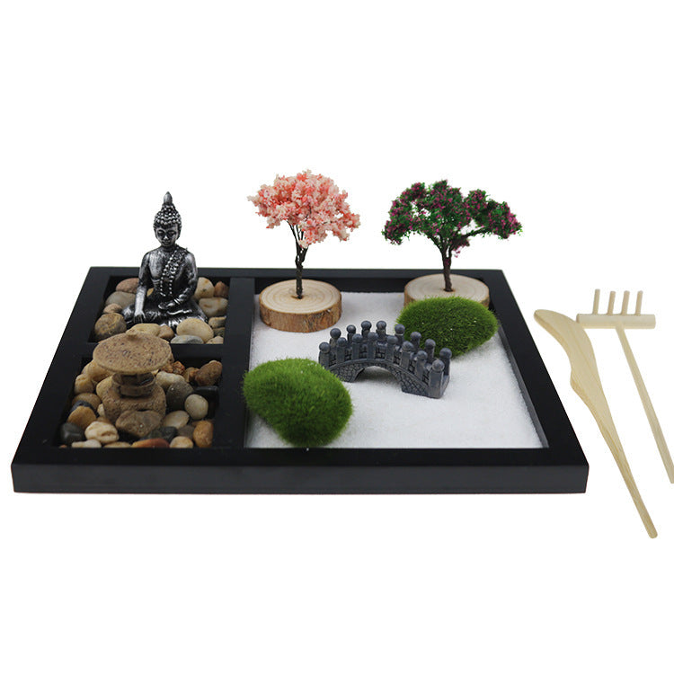 Zen Garden Sand Table Home Decoration Resin Simple Miniature Buddha Crafts