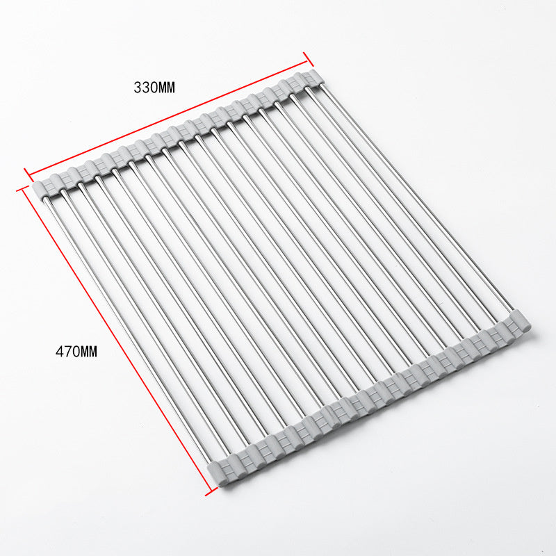 Stainless Steel Silicone Collapsible Drain Rack