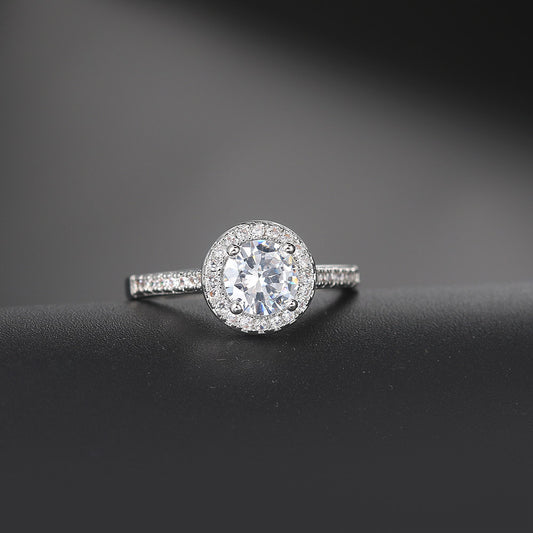 Micro Inlaid AAA Zircon White Gold Diamond Ring