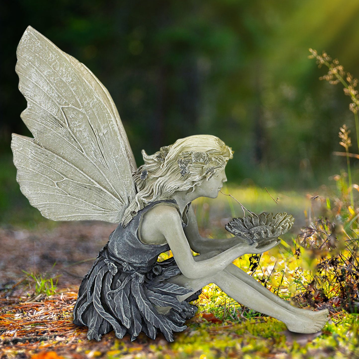 Fairy Sitting Garden Statue Ornament Decoration Resin Crafts Decor Accessories Home Landscaping Backyard Lawn Decoration