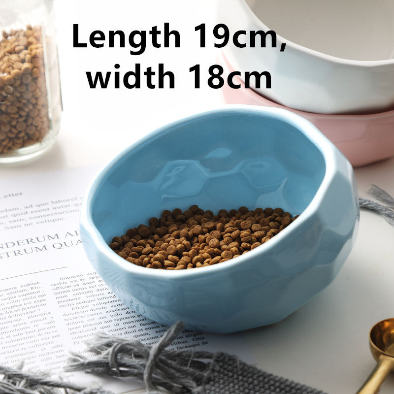 Cat And Dog Rice Bowl Water Bowl Teddy Large Capacity Oblique Mouth Rice Bowl