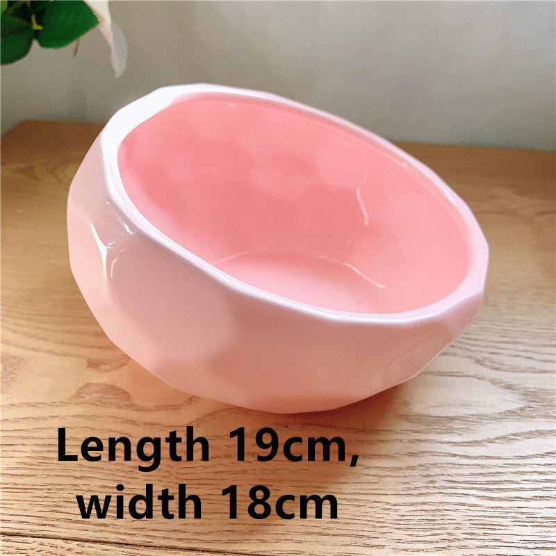 Cat And Dog Rice Bowl Water Bowl Teddy Large Capacity Oblique Mouth Rice Bowl