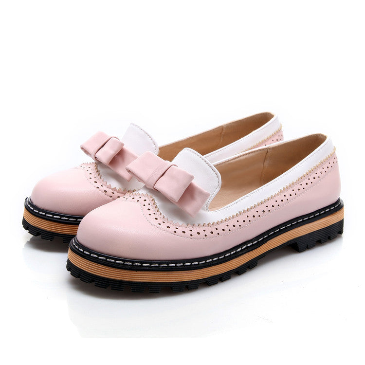 Korean Style Academy Cute 17 Years Bowknot PU Single Shoe Size