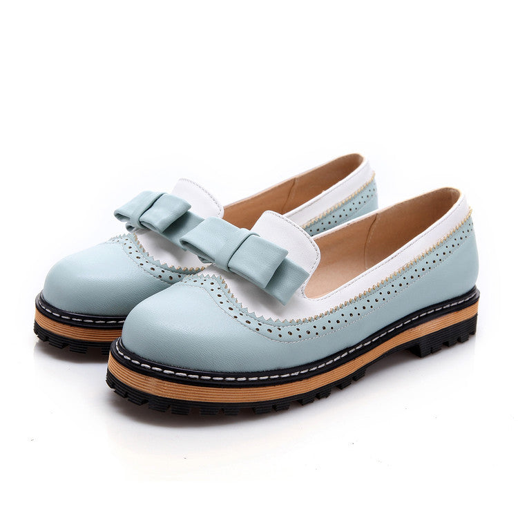 Korean Style Academy Cute 17 Years Bowknot PU Single Shoe Size