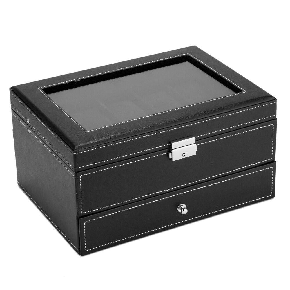 Double-layer 20-digit Black Velvet Watch Box