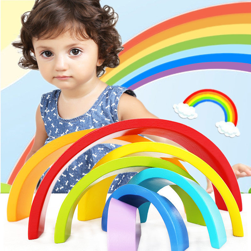 Kids Wooden Blocks Rainbow Wooden Buliding Blocks